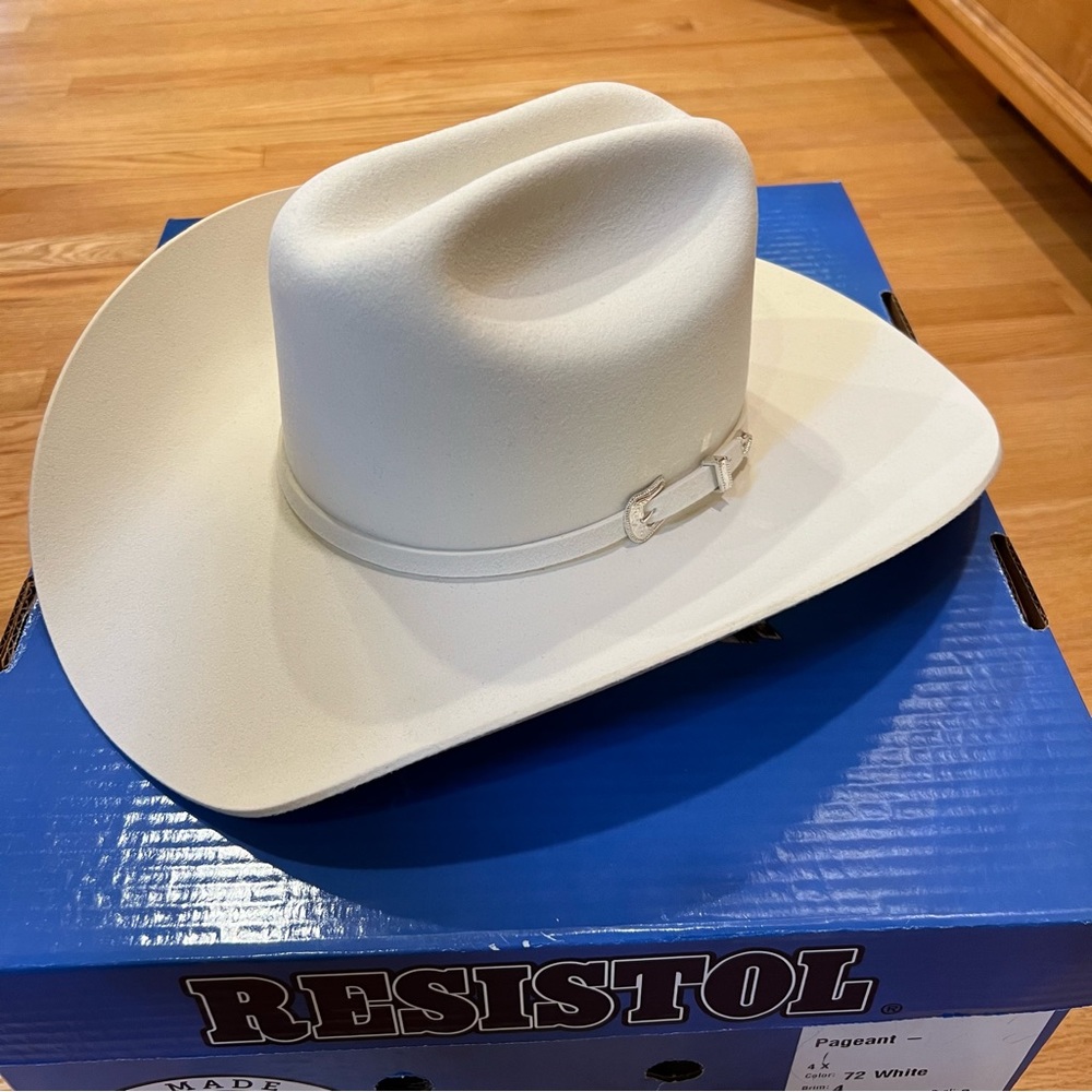 Stetson Resistol 4X White Felt Cowboy Hat Size 7